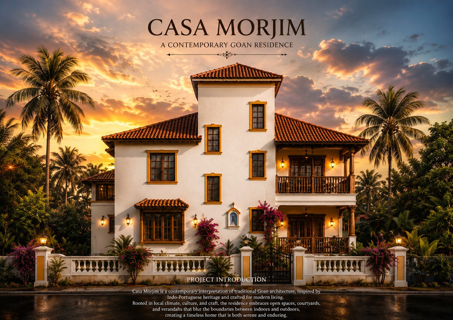 Casa Morjim &ndash; contemporary Goan residence with terracotta roof and deep verandah